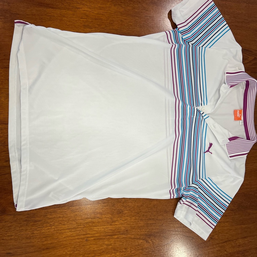 Puma Men's Polo with Purple and Blue Stripes